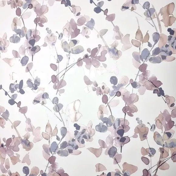 Floral Wallpaper with Matt Finish - Purple