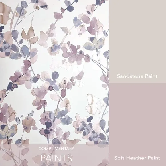 Floral Wallpaper with Matt Finish - Purple