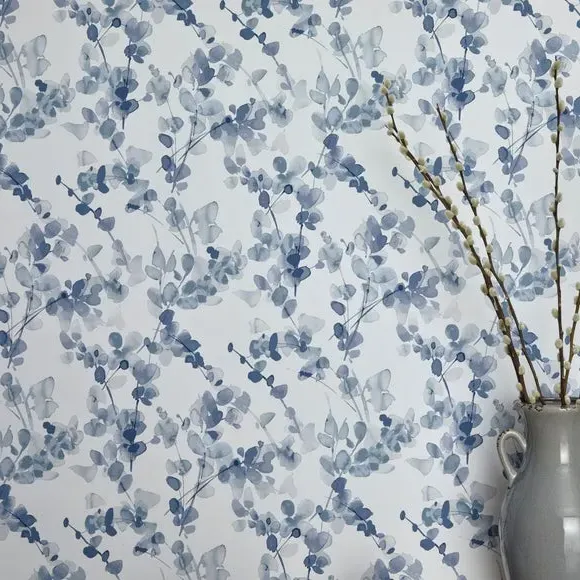 Floral Wallpaper with Matt Finish - Teal