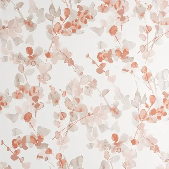 Floral Wallpaper with Matt Finish - Terracotta