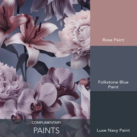 Floral Wallpaper with Matte Finish - Blue