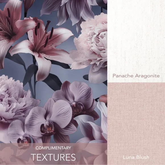 Floral Wallpaper with Matte Finish - Blue