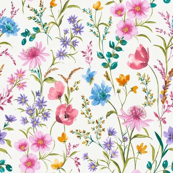 Floral Wallpaper with Matte Finish - Multicolor