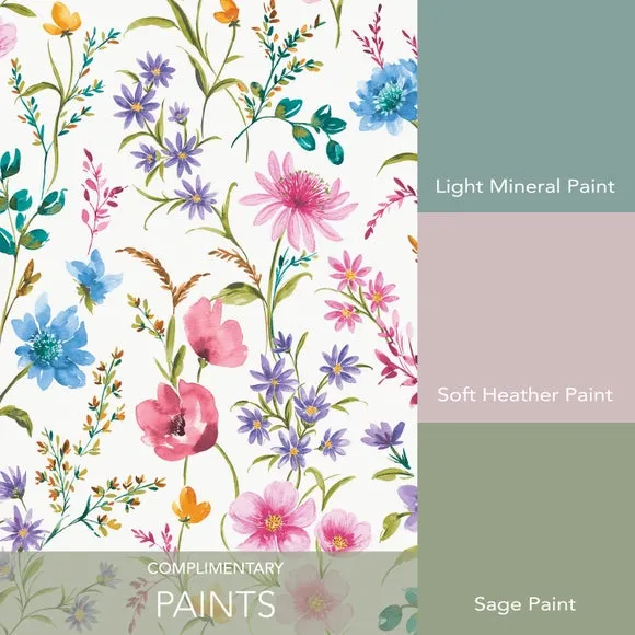 Floral Wallpaper with Matte Finish - Multicolor