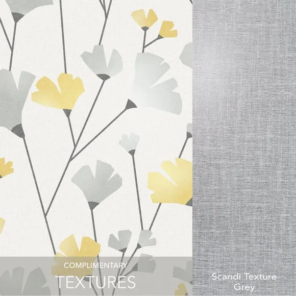 Floral Wallpaper with Mica Accents - Mustard