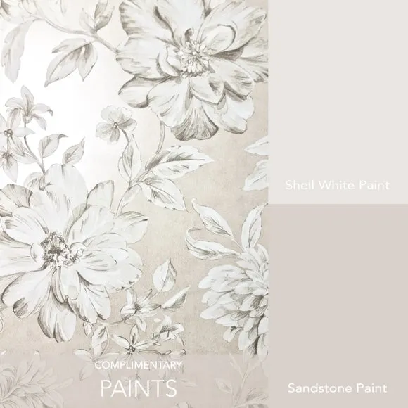 Floral Wallpaper with Mica Backing - Champagne