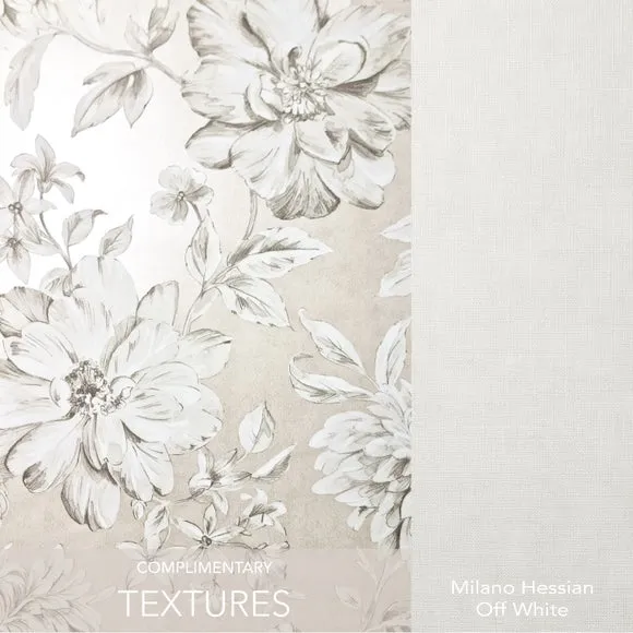 Floral Wallpaper with Mica Backing - Champagne
