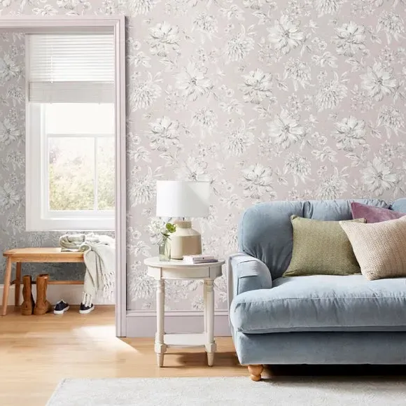 Floral Wallpaper with Mica Backing - Pink