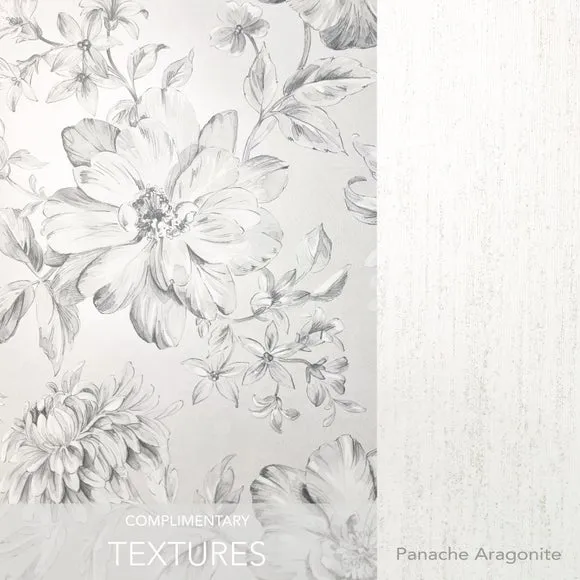 Floral Wallpaper with Mica Backing - Silver