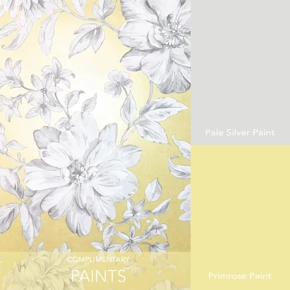 Floral Wallpaper with Mica Backing - Yellow