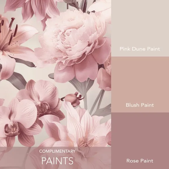 Floral Wallpaper with Pearlescent Highlights - Blush