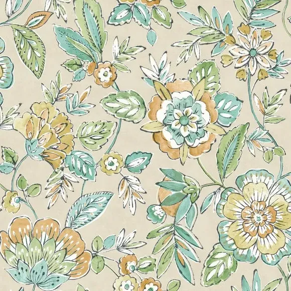 Floral Wallpaper with Pearlescent - Pebble