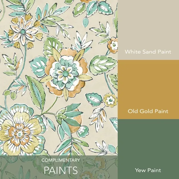 Floral Wallpaper with Pearlescent - Pebble
