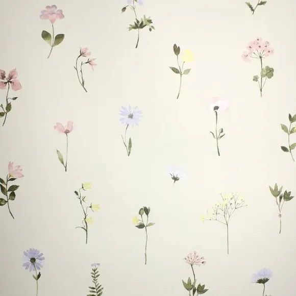 Floral Wallpaper with Smooth Finish - White