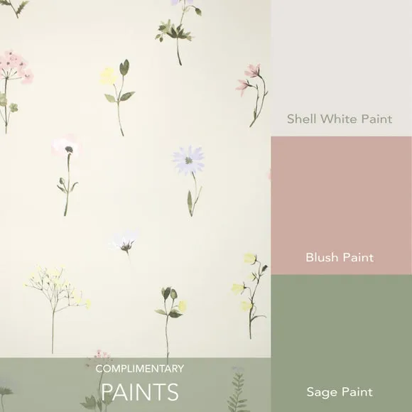 Floral Wallpaper with Smooth Finish - White