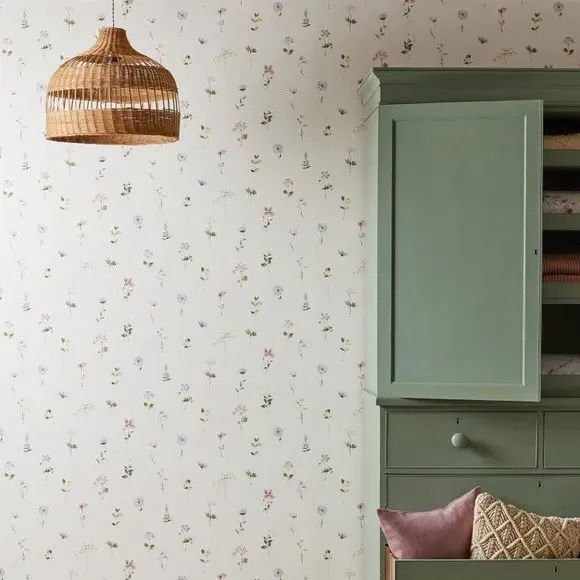 Floral Wallpaper with Smooth Finish - White image
