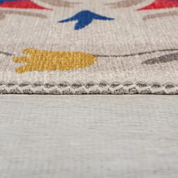 Floral Washable Rug - Multicoloured, Cotton Blend
