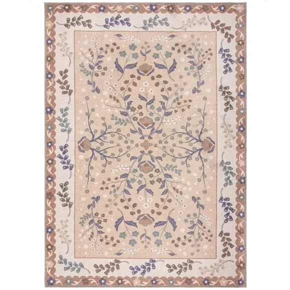 Floral Washable Rug - Natural, Cotton Blend