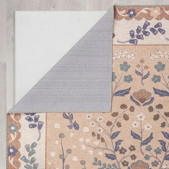 Floral Washable Runner - Natural, Cotton Blend