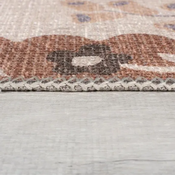 Floral Washable Runner - Natural, Cotton Blend
