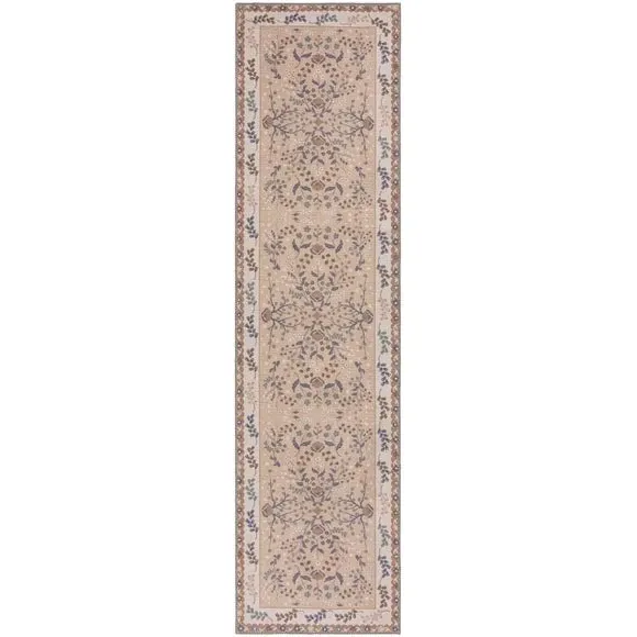 Floral Washable Runner - Natural, Cotton Blend