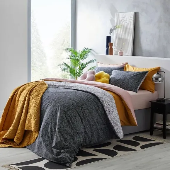 Flower Cushion with Button - Yellow, Velvet