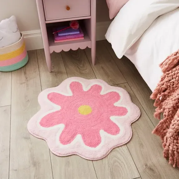 Flower Rug with Tufted Finish - Pink image