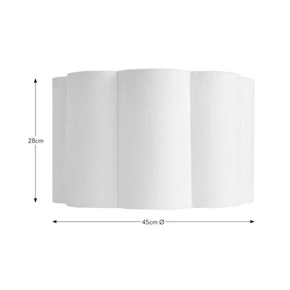 Flower-Shaped Drum Lamp Shade - White, Velvet