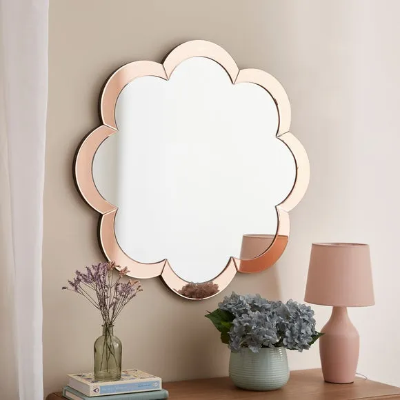 Flower Shaped Wall Mirror - Rose Gold image
