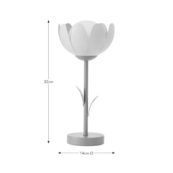 Flower Table Lamp with Switch - Blue, Iron