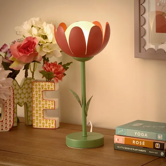 Flower Table Lamp with Switch - Rhubarb, Iron