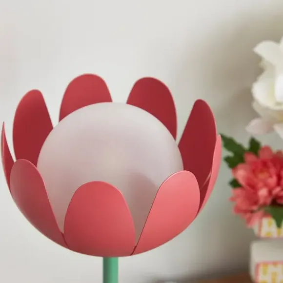 Flower Table Lamp with Switch - Rhubarb, Iron