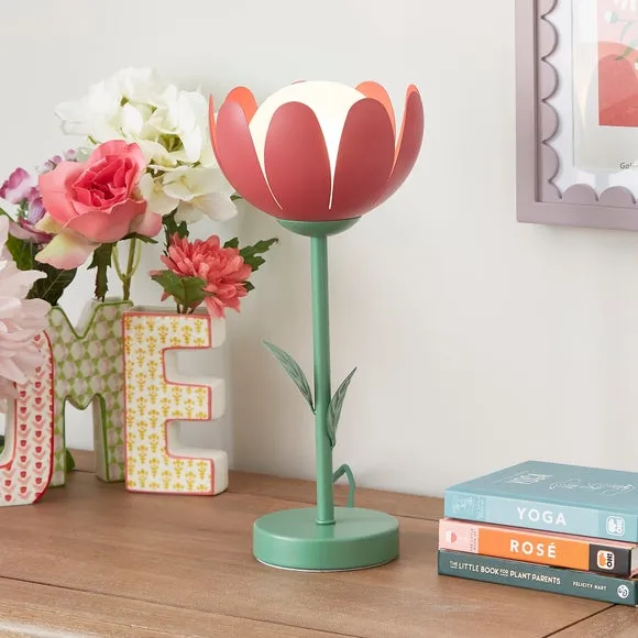 Flower Table Lamp with Switch - Rhubarb, Iron
