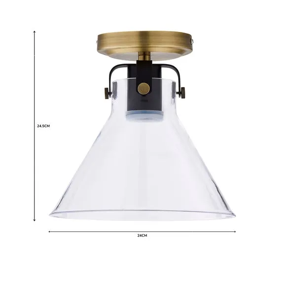 Flush Ceiling Light Dimmable - Antique Brass