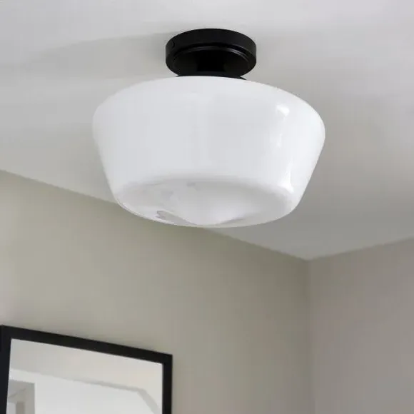 Flush Ceiling Light Dimmable - Black, Glass