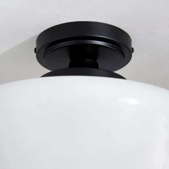 Flush Ceiling Light Dimmable - Black, Glass