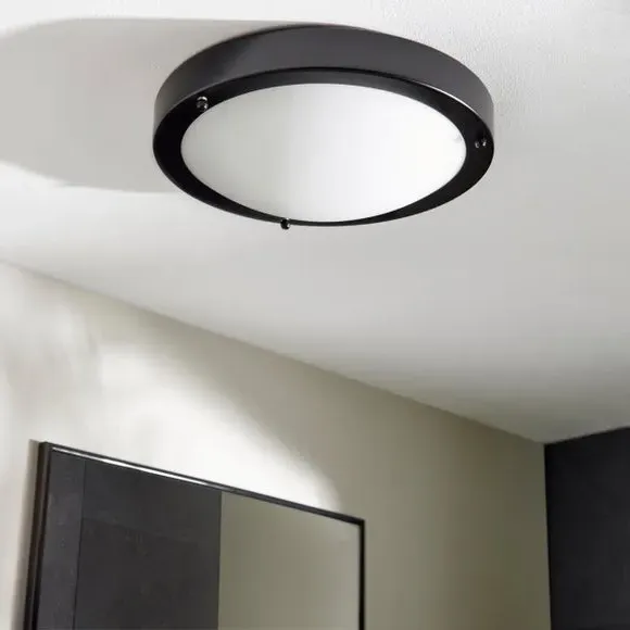 Flush Ceiling Light Dimmable - Black, Glass