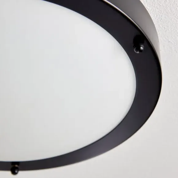 Flush Ceiling Light Dimmable - Black, Glass