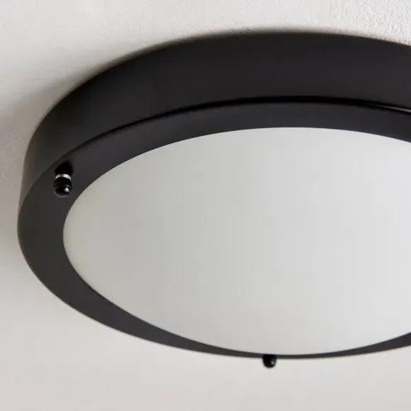 Flush Ceiling Light Dimmable - Black, Glass