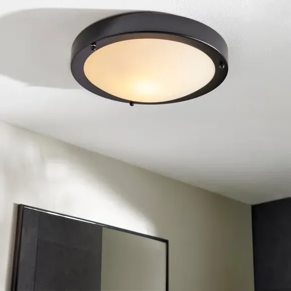 Flush Ceiling Light Dimmable - Black, Glass image