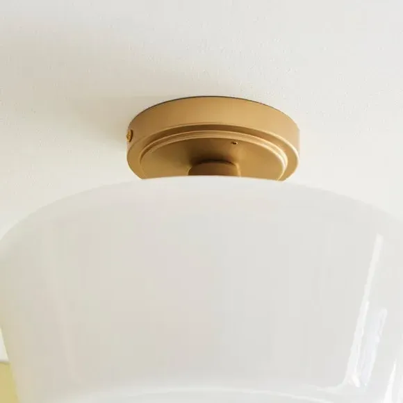 Flush Ceiling Light Dimmable - Satin Gold, Glass