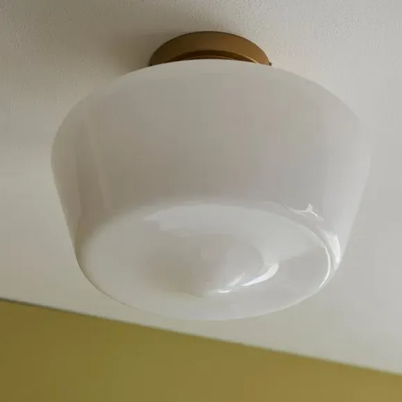 Flush Ceiling Light Dimmable - Satin Gold, Glass