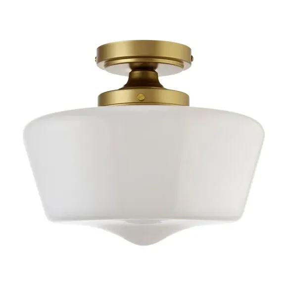 Flush Ceiling Light Dimmable - Satin Gold, Glass