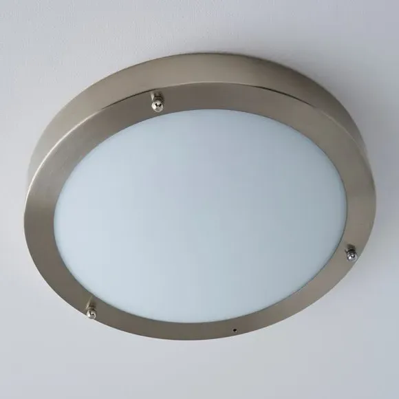 Flush Ceiling Light Dimmable - Silver, Glass