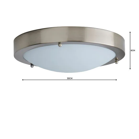 Flush Ceiling Light Dimmable - Silver, Glass