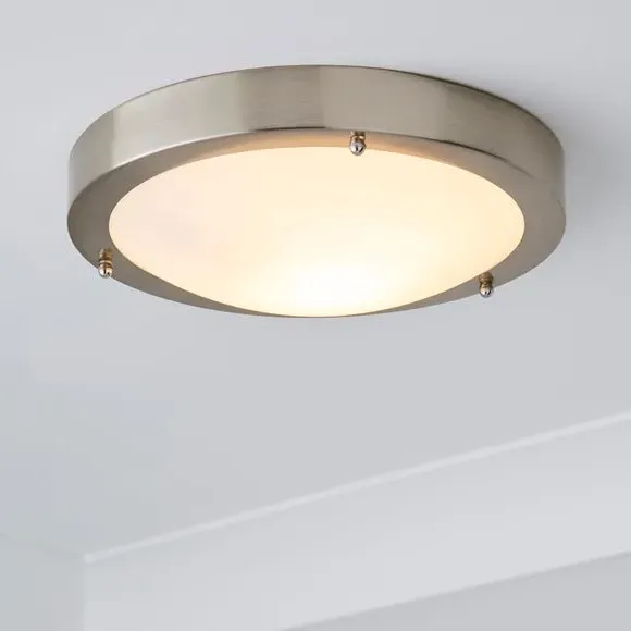Flush Ceiling Light Dimmable - Silver, Glass