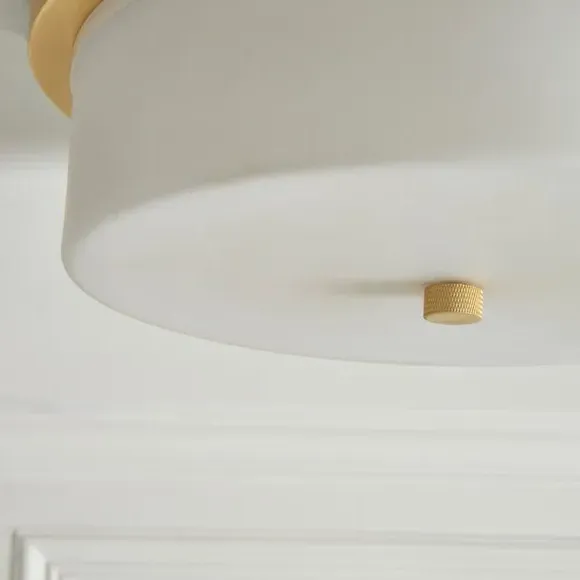 Flush Ceiling Light - Gold, Opal Glass