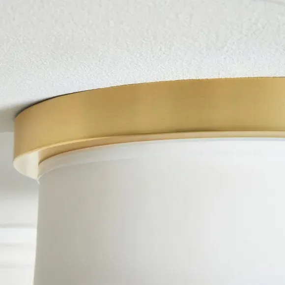 Flush Ceiling Light - Gold, Opal Glass