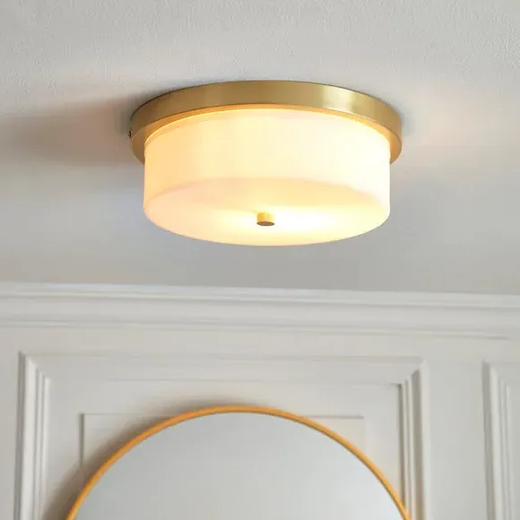 Flush Ceiling Light - Gold, Opal Glass image