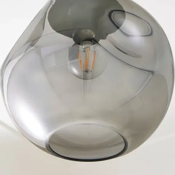 Flush Ceiling Light - Grey, Smoked Glass
